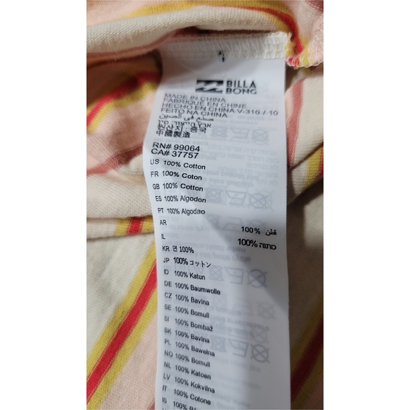 Billabong Women's Striped Tank Top - Cream and Orange Size Large - Picture 8 of 8